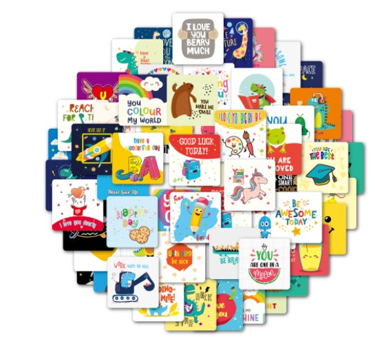 Cute Encouragement Note Cards Handwritten Kids Lunch Box Cards CJD