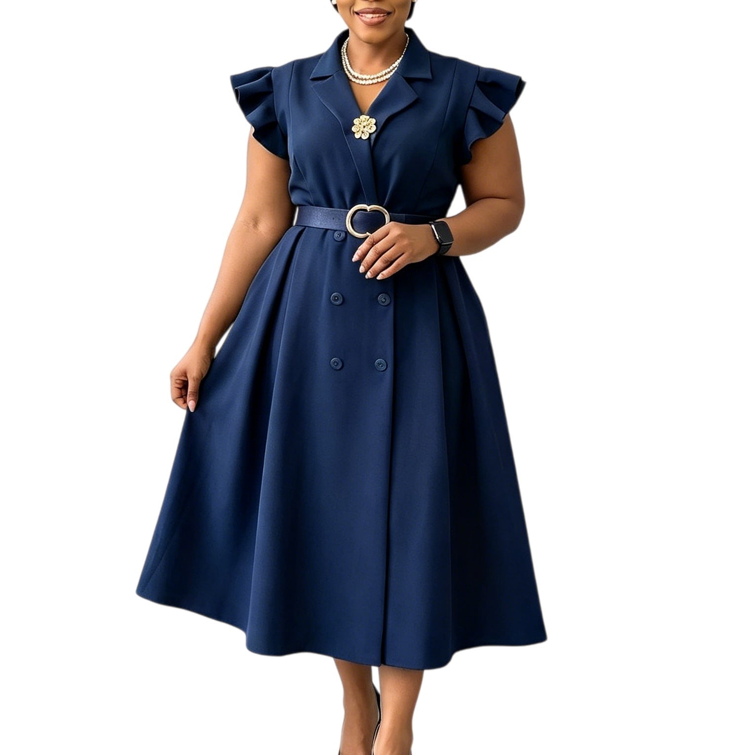 Double-breasted African Dress For Women NorixaFashion.com