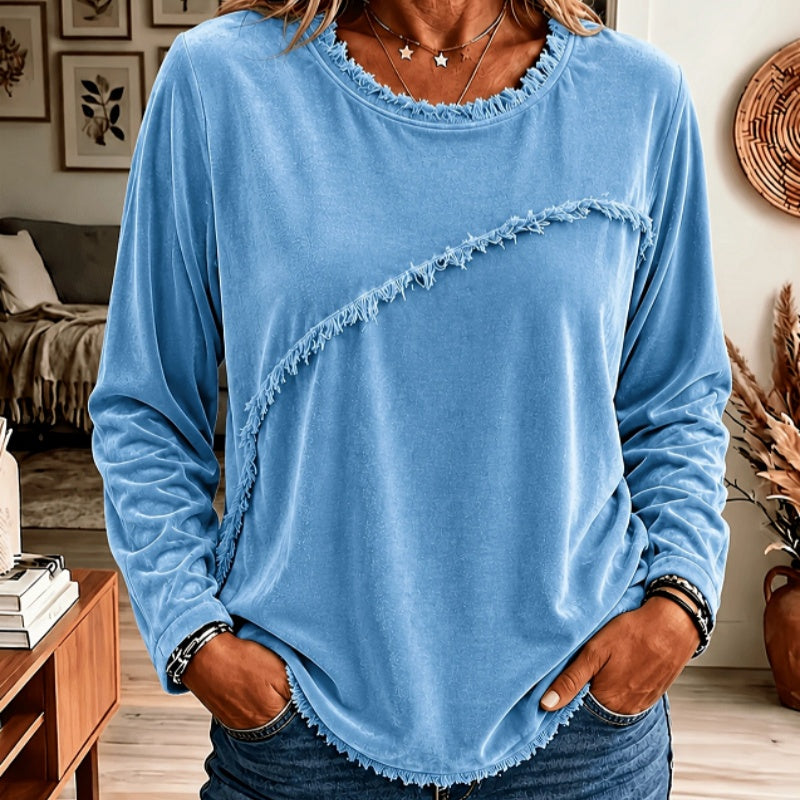 Retro Round-neck Long-sleeve Shirt NorixaFashion.com