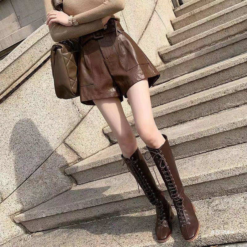 Versatile High-waisted Leather Pants For Women LadyShow.Store