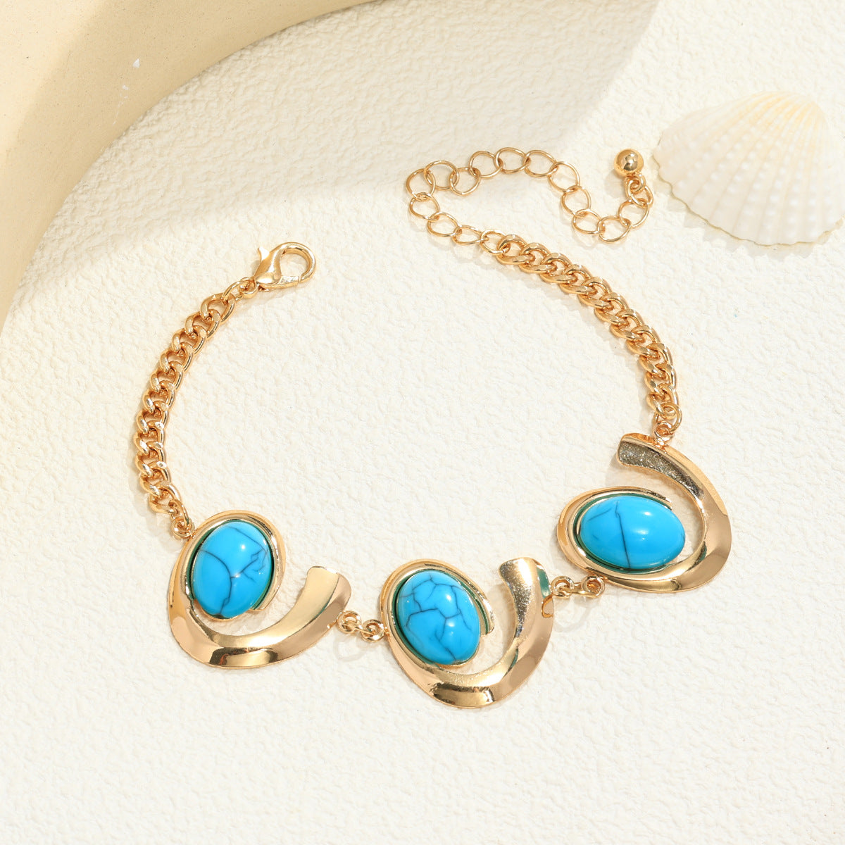 Inlaid Turquoise Spiral Earrings Necklace Bracelet Ring Set LadyShow.Store