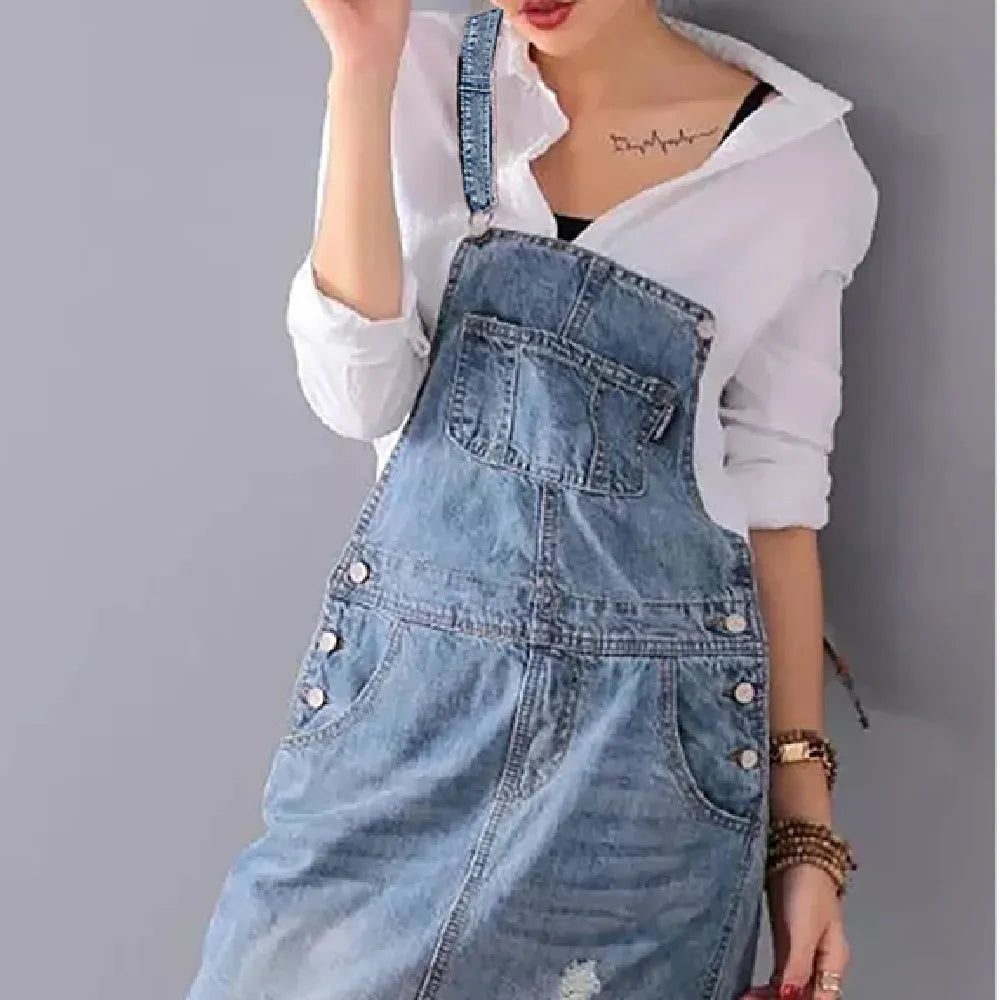 Women's Fashion Denim Strap Skirt Pi-Mart