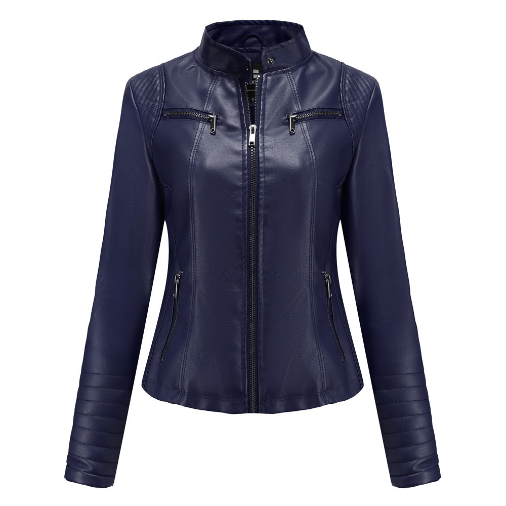 Women's Leather Thin Motorcycle Clothing Short Chic Women's Jacket LadyShow.Store