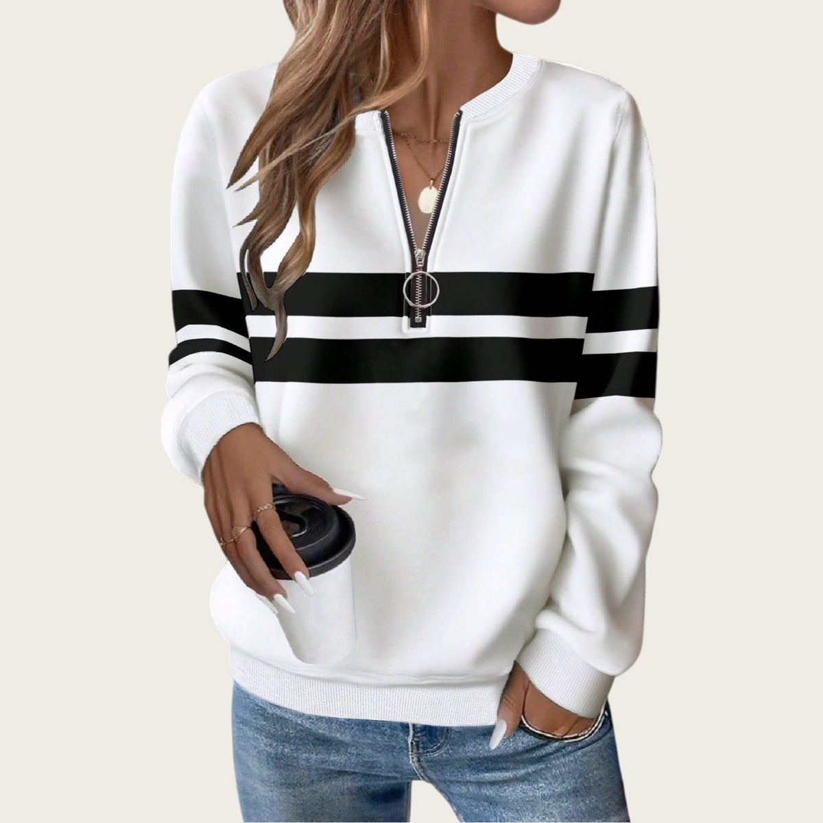 Amazon Europe And America 2026 Autumn Loose Long Sleeve Black Temperament Commuting Hoodie Tshirt Top NorixaFashion.com