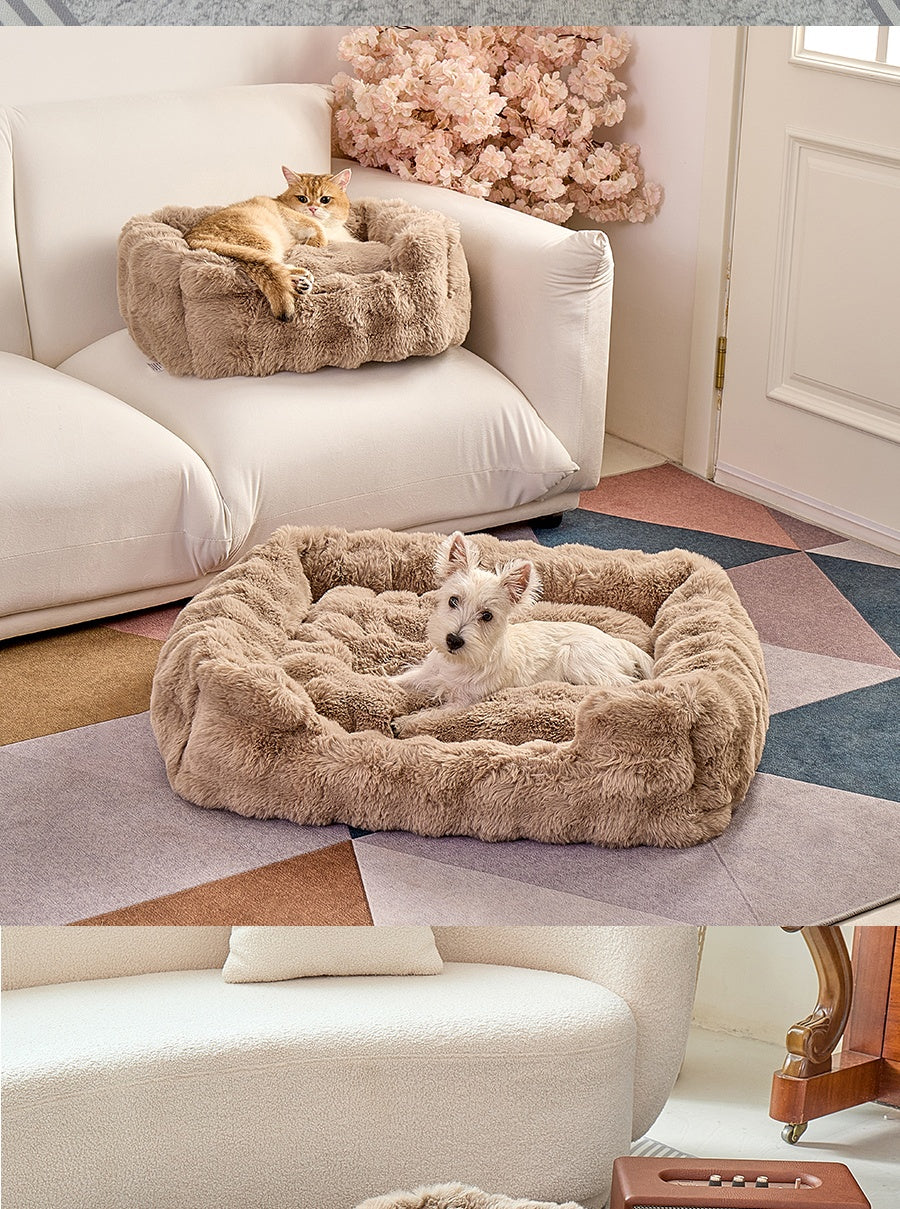 Bubble Plush Square Bed Pets Fashion