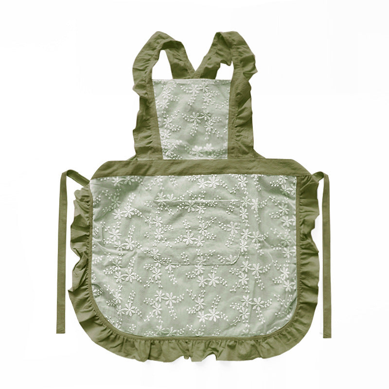 Kitchen Household Minimalist Cotton Linen Lace X Strap Apron PearlNestDecor.com