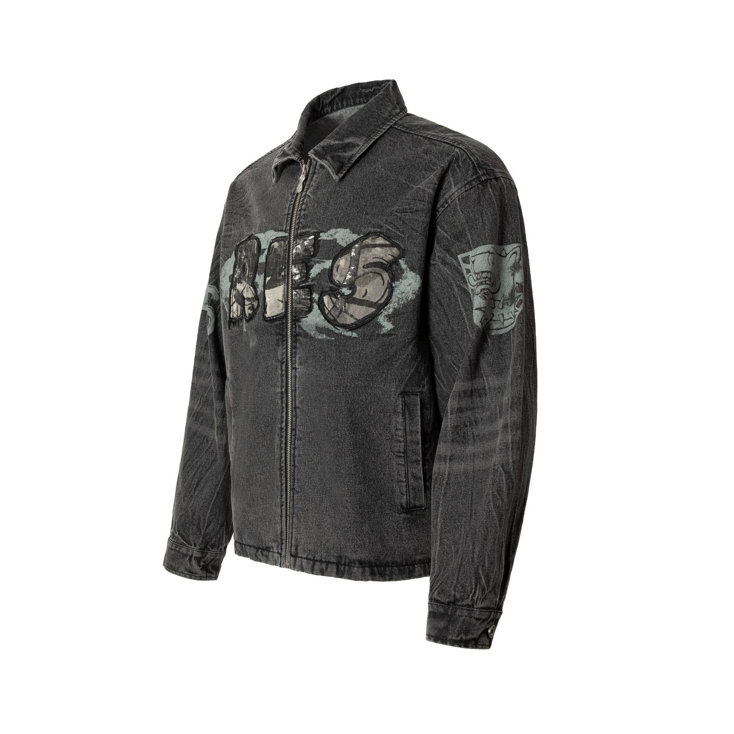 Embroidered Denim Motorcycle Jacket LadyShow.Store