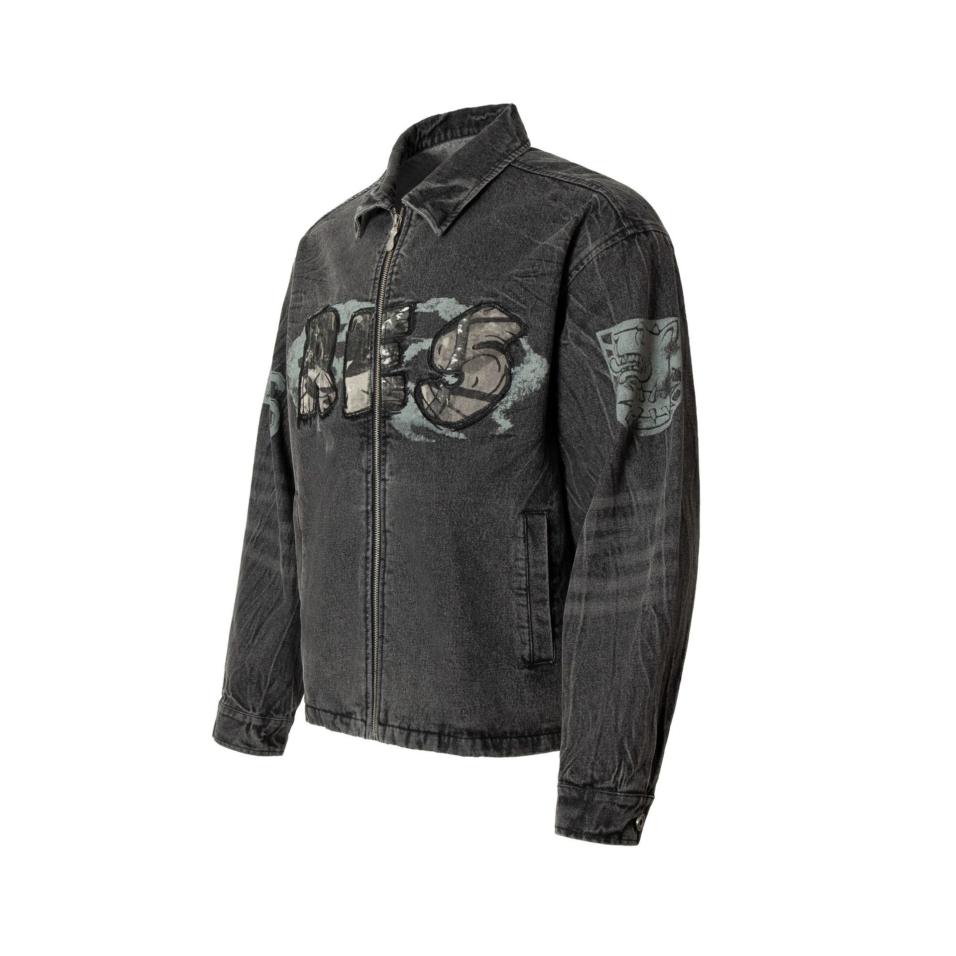 Embroidered Denim Motorcycle Jacket LadyShow.Store