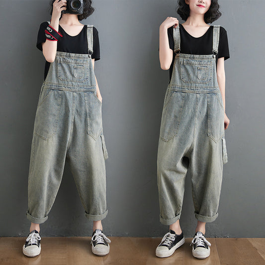 Spring Summer Women's Loose Denim Jumpsuit (Korean Style) Pi-Mart