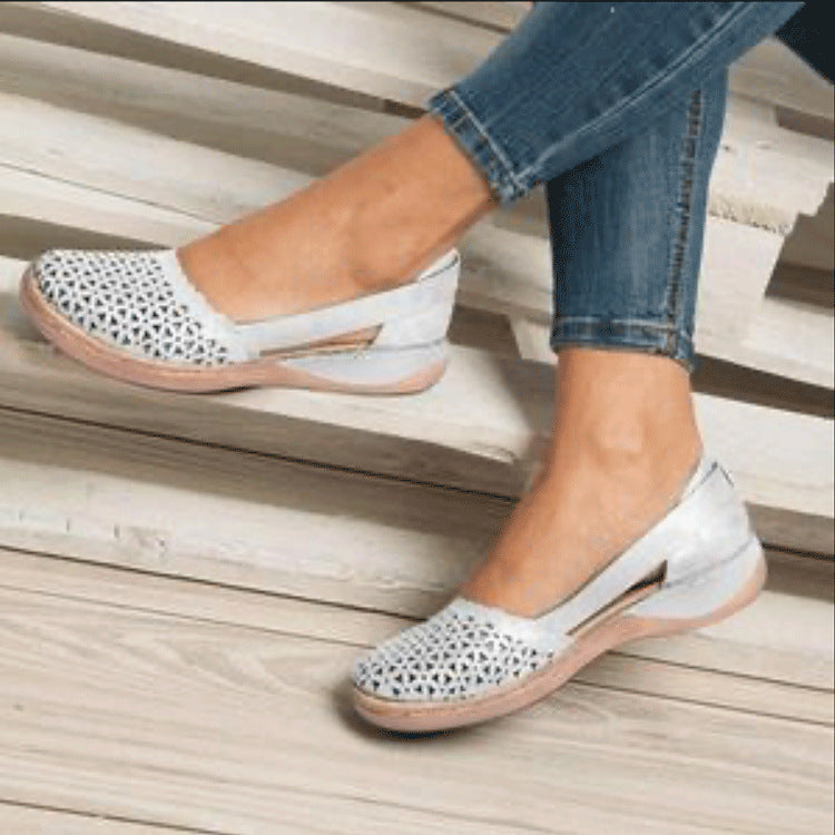 Fashion Women's Toe Head Hollowed Out Large Size Flat Sandals LadyShow.Store