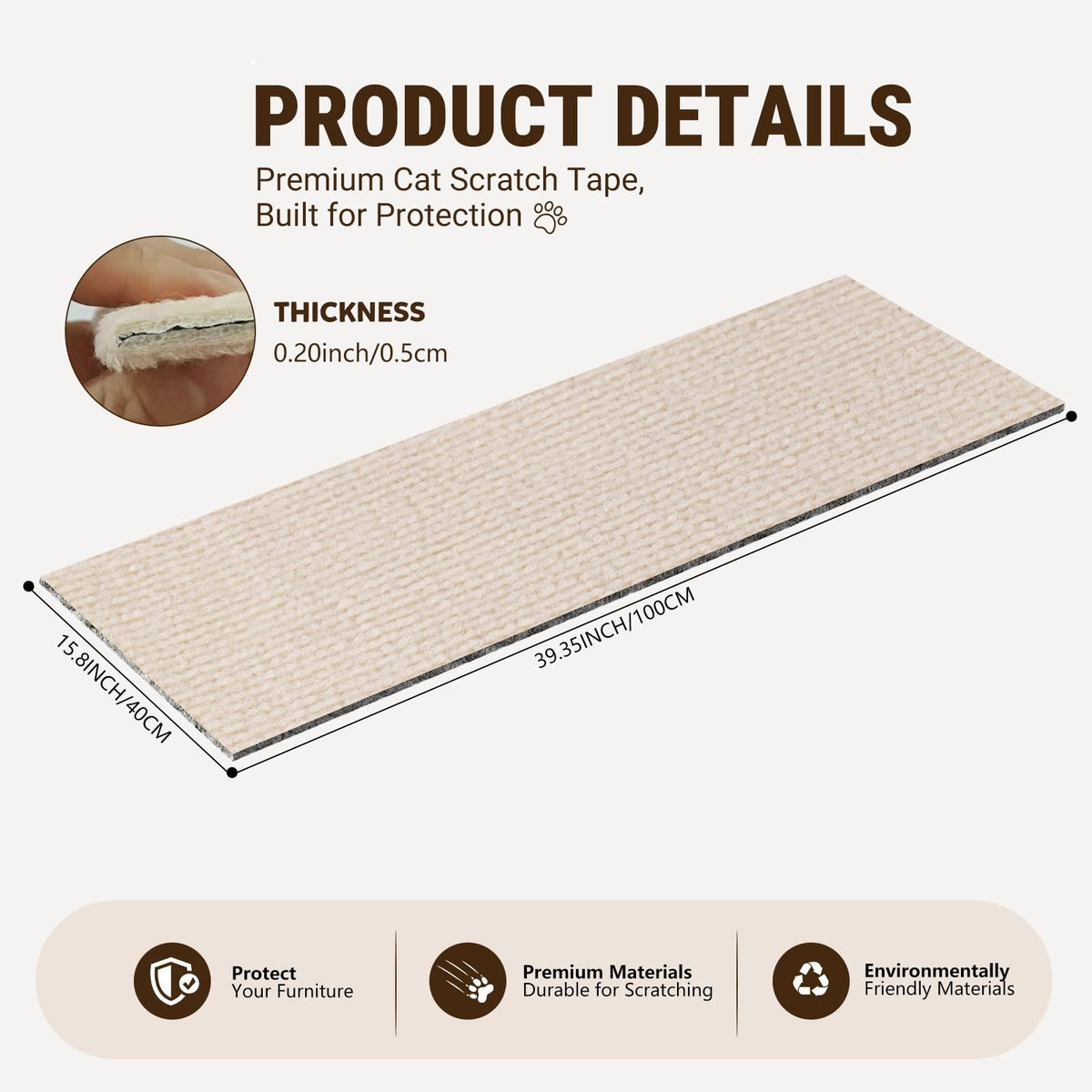 Cat Scratch Furniture Protector, DIY Cat Scratching Mat For Couch, Sofa, Wall,Cat Post,Cat Tree Durable Furniture Guards Couch Scratcher From Cats Claws Scratching For Indoor Pets Fashion