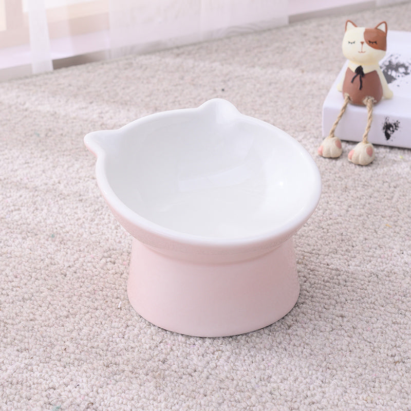 Ceramic Cat Bowl Anti Overturn Slanted Mouth Pets Fashion