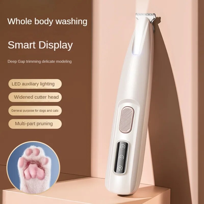 New Dog Paw Trimmer With LED Light Fully Waterproof Pet Hair Trimmer With LED Display Dog Clippers For Grooming 18mm Widen Blade Best YouTube Store