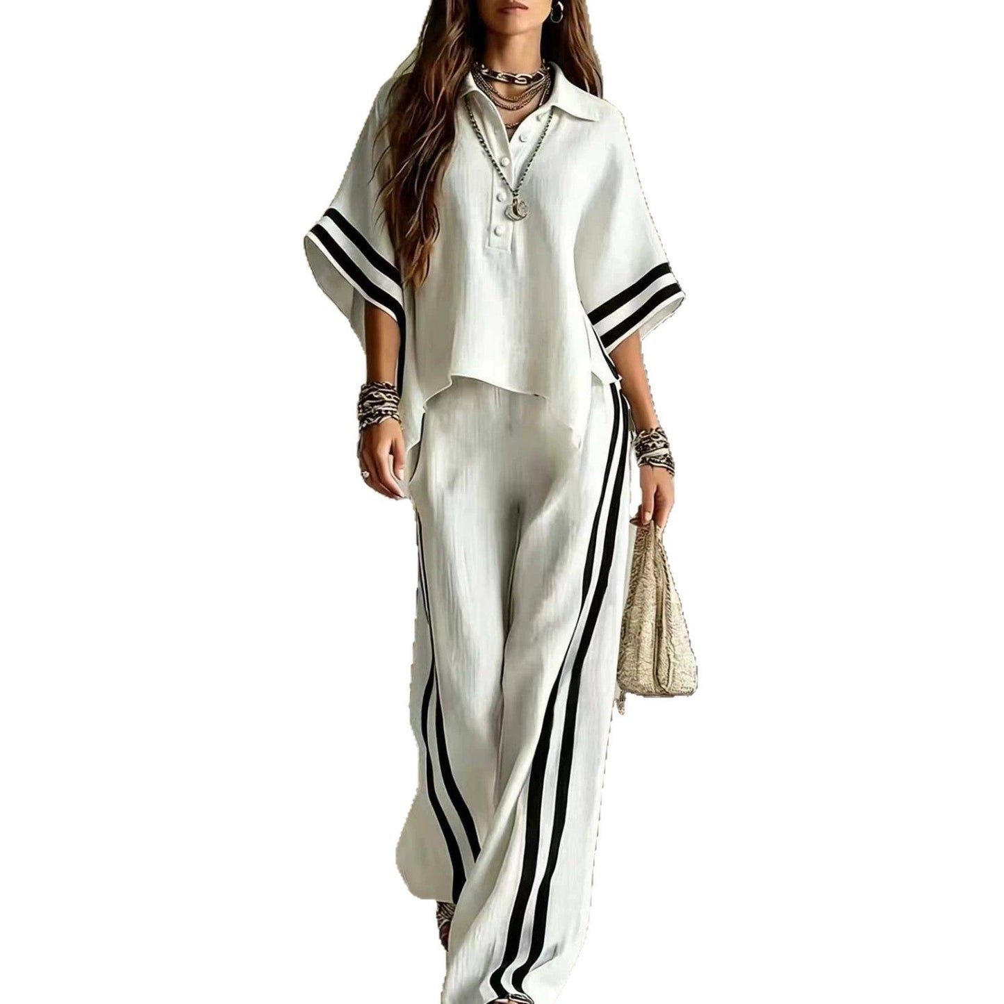Short-sleeve Shirt And Loose-fitting Trousers Two-piece Set NorixaFashion.com