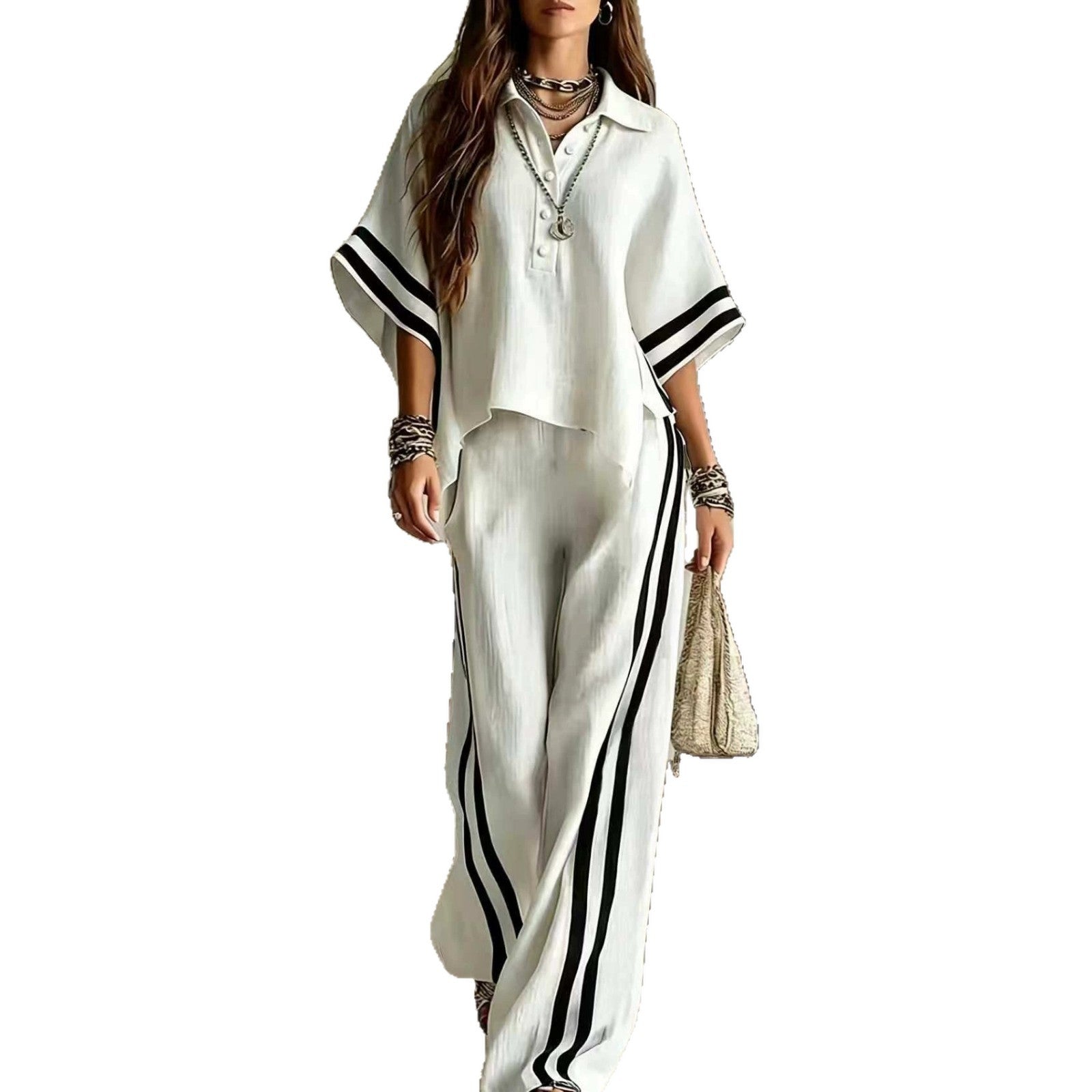 Short-sleeve Shirt And Loose-fitting Trousers Two-piece Set NorixaFashion.com