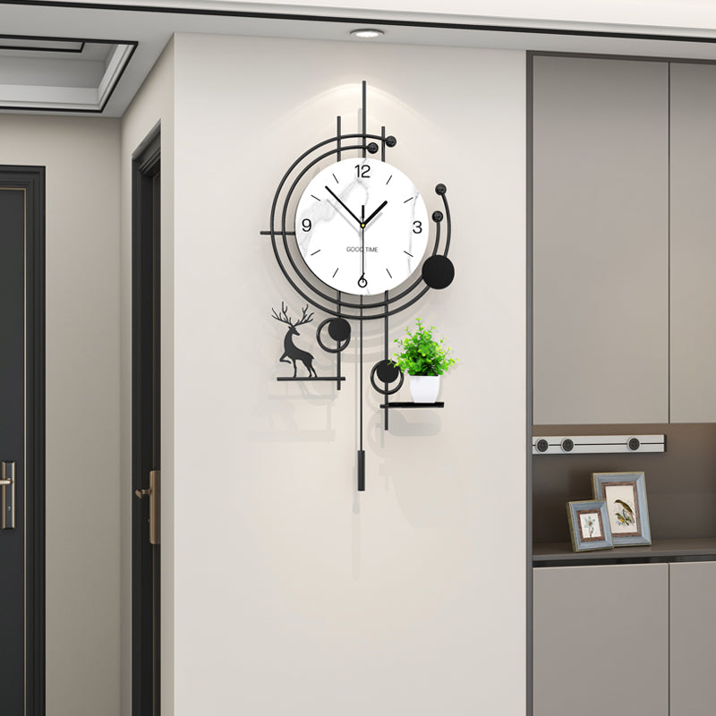 Modern Deer Wall Clock With Planter Shelf Artistic Home Decor PearlNestDecor.com
