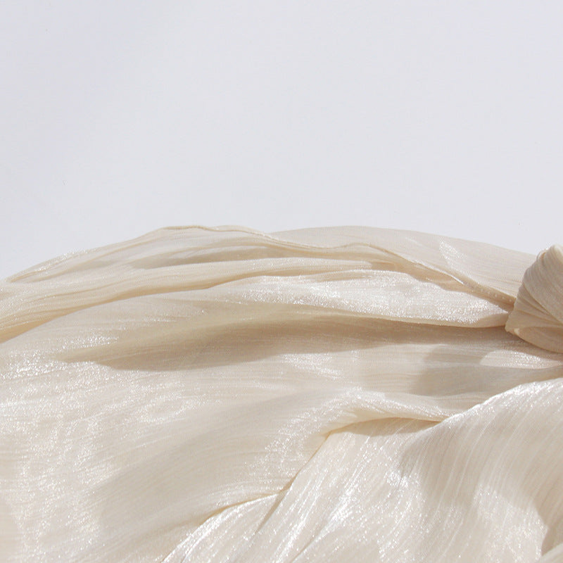 Cream Cold-Shoulder Halter Blouse NorixaFashion.com