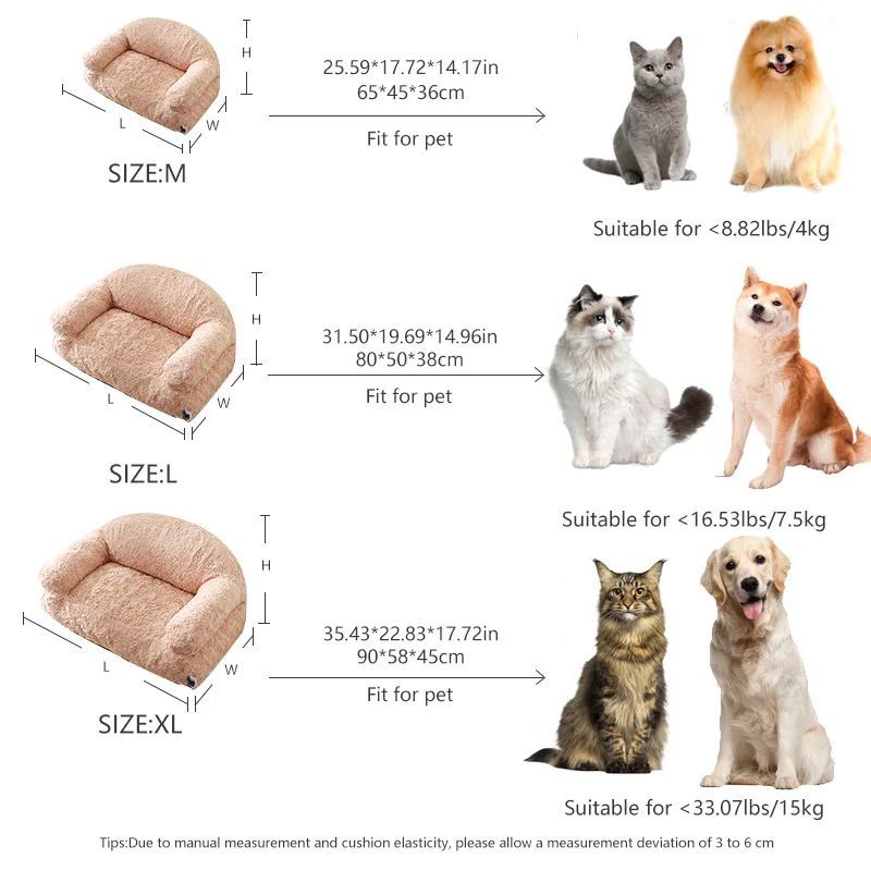 Plush Pet Sofa Bed - All-season, Non-slip Bottom, Durable And Scratch-resistant, Suitable For Dogs And Cats Pets Fashion