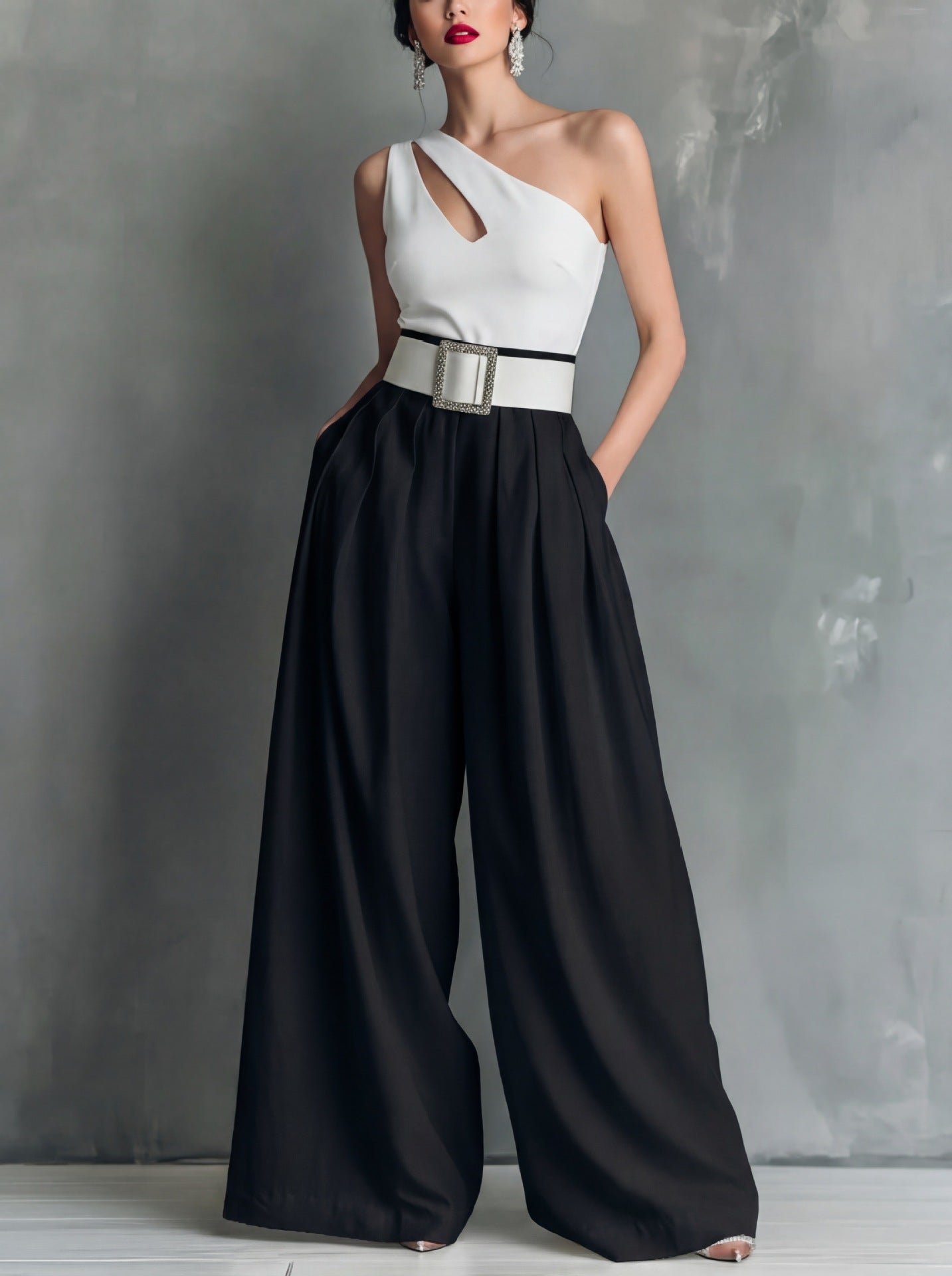 Fashionable Versatile High-waisted Loose-fitting Solid-color Casual Pants NorixaFashion.com