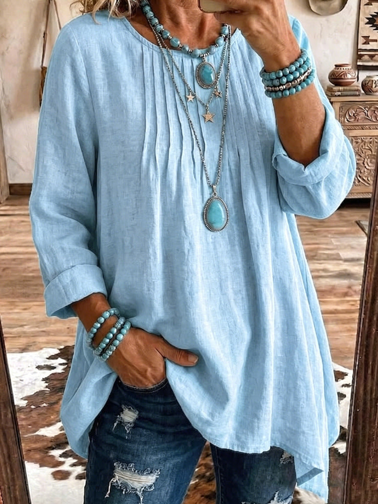 Womens Casual Crew-neck Long-sleeve Top NorixaFashion.com