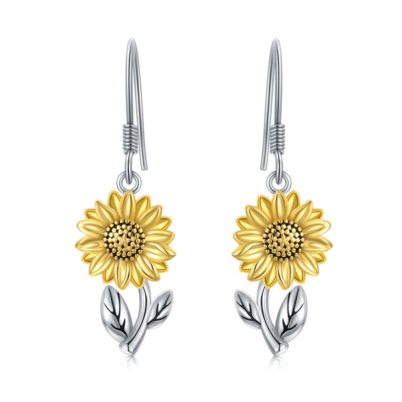 925 Sterling Silver Sunflower Dangle Earrings for Women Girls Teen LadyShow.Store