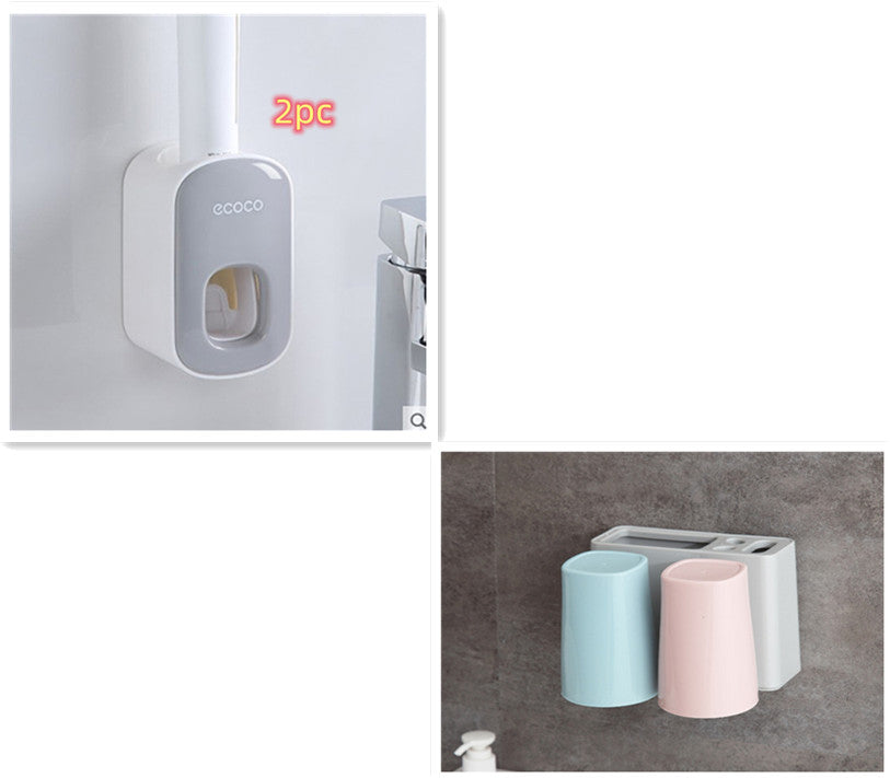 Wall Mounted Automatic Toothpaste Holder Bathroom Accessories Set Dispenser CJD