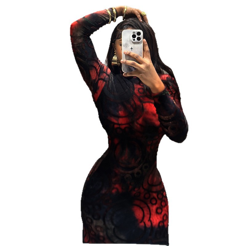 Stand Collar Long Sleeve Waist-trendy Dress LadyShow.Store