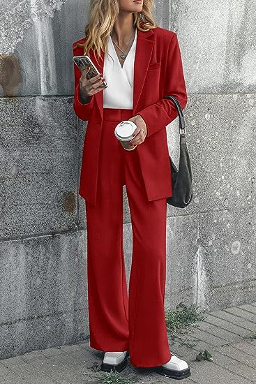 Women's Fashion Casual Solid Color Coat Trousers Suit LadyShow.Store