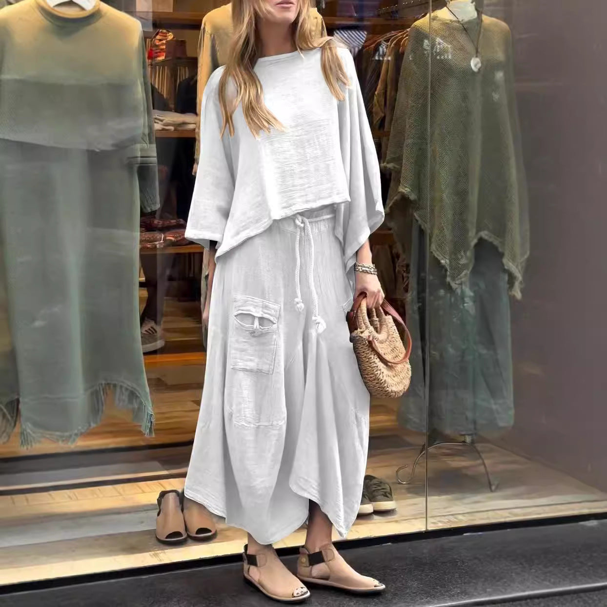 Casual Solid Color Loose Dress Two-piece Suit LadyShow.Store