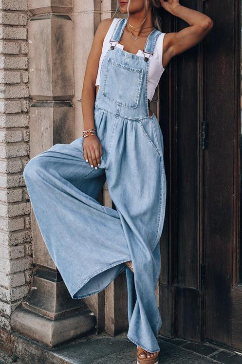 Denim Suspender Overalls Pi-Mart