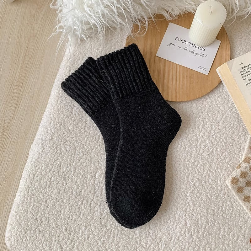 Ins Knitted Socks Winter Warm Thickened Solid Loop Socks High Ribbed Sweat-absorbent Floor Sock Best YouTube Store