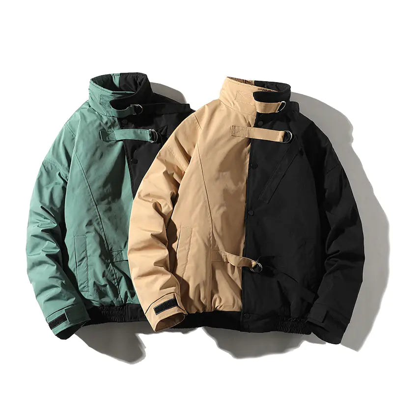 Thick Color Block Workwear Cotton Jacket