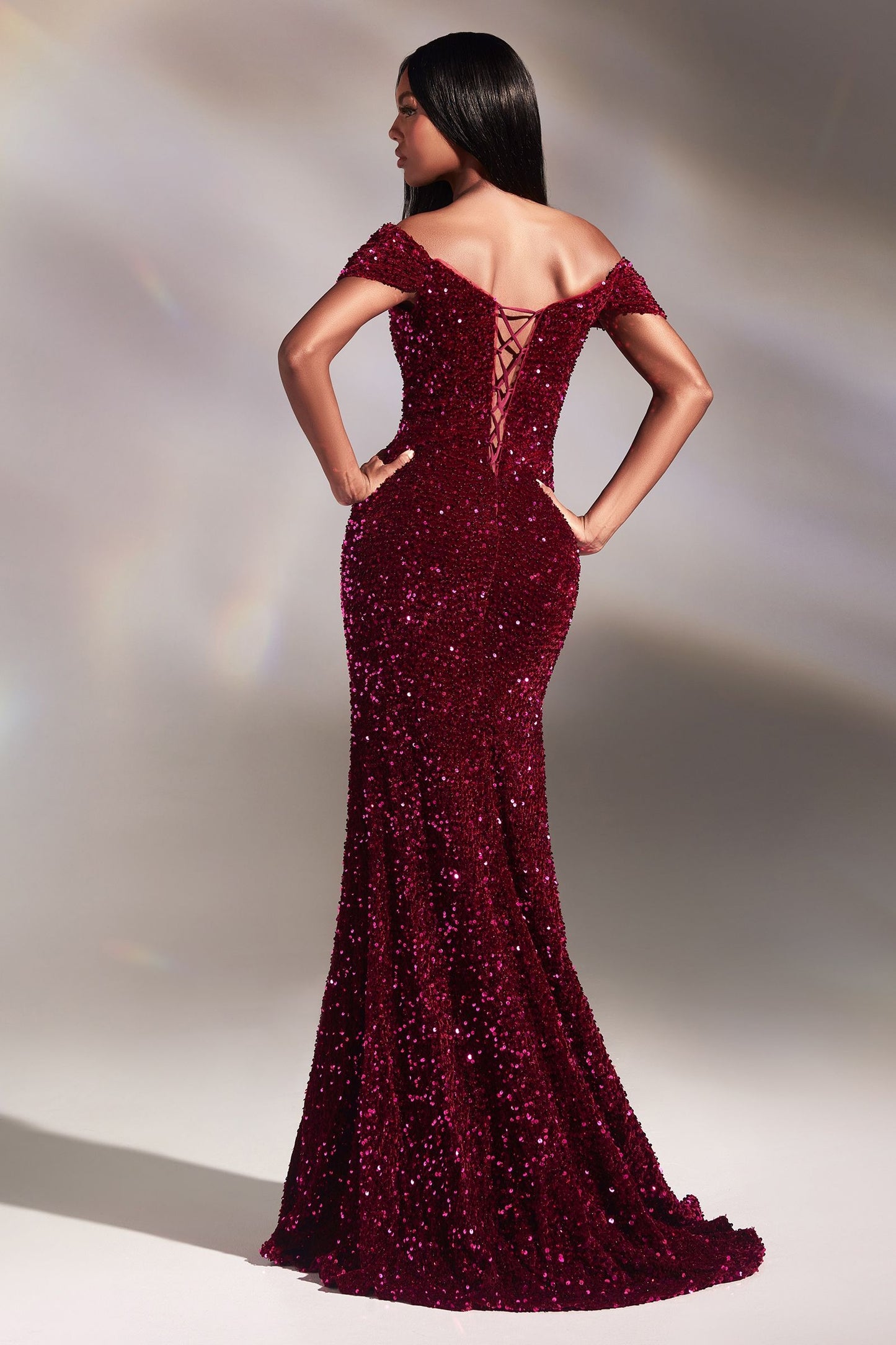 Velvet Sequin Off The Soulder Gown LuxuryLifeWay Online Store