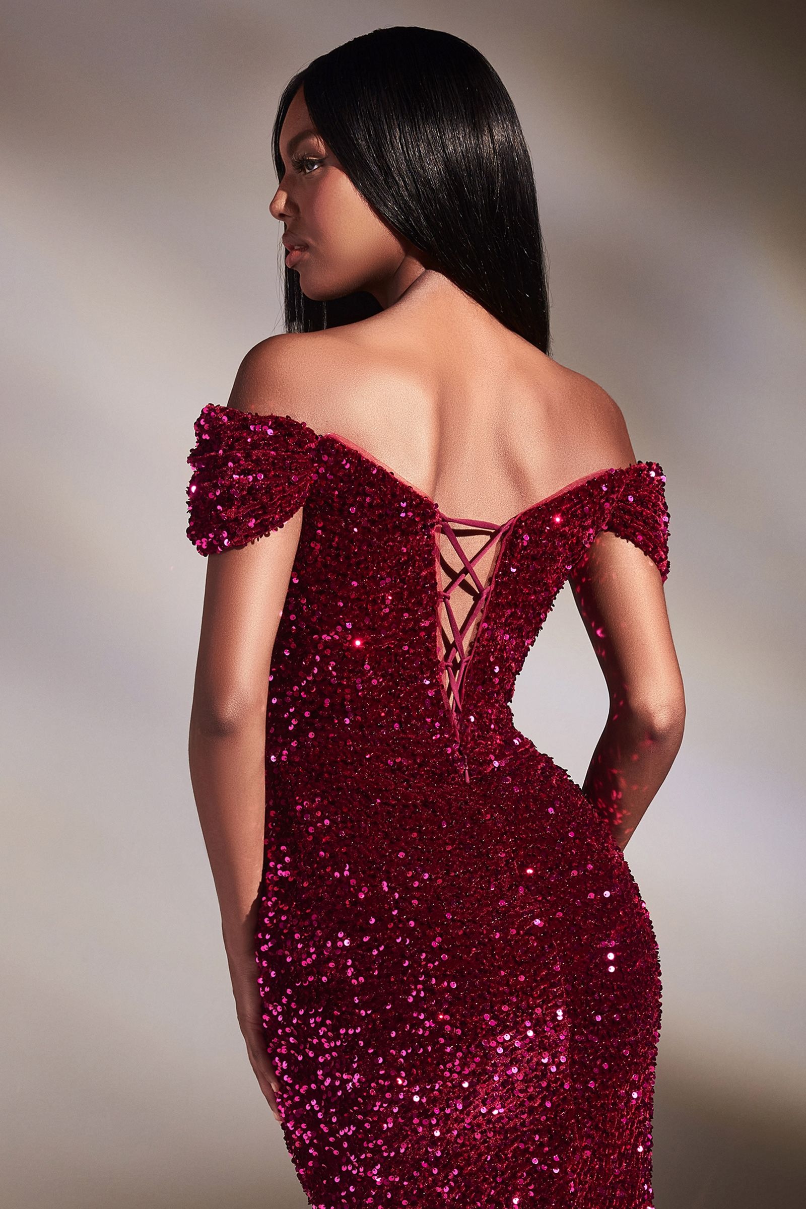 Velvet Sequin Off The Soulder Gown LuxuryLifeWay Online Store