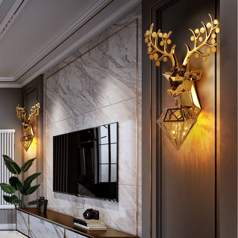 Deer Head Wall Lamp Creative Personalized Antlers PearlNestDecor.com