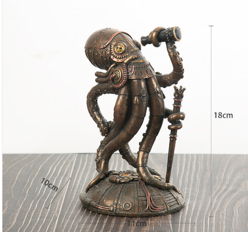 Steampunk-style Mechanical Traveler Octopus Sculpture Decoration PearlNestDecor.com