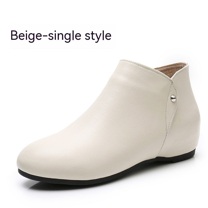 Genuine Leather Deep Mouth Flat Shoes Women LadyShow.Store