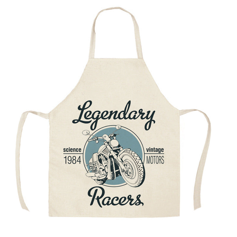Creative Motorcycle Poster Art Letter Linen Kitchen Apron PearlNestDecor.com