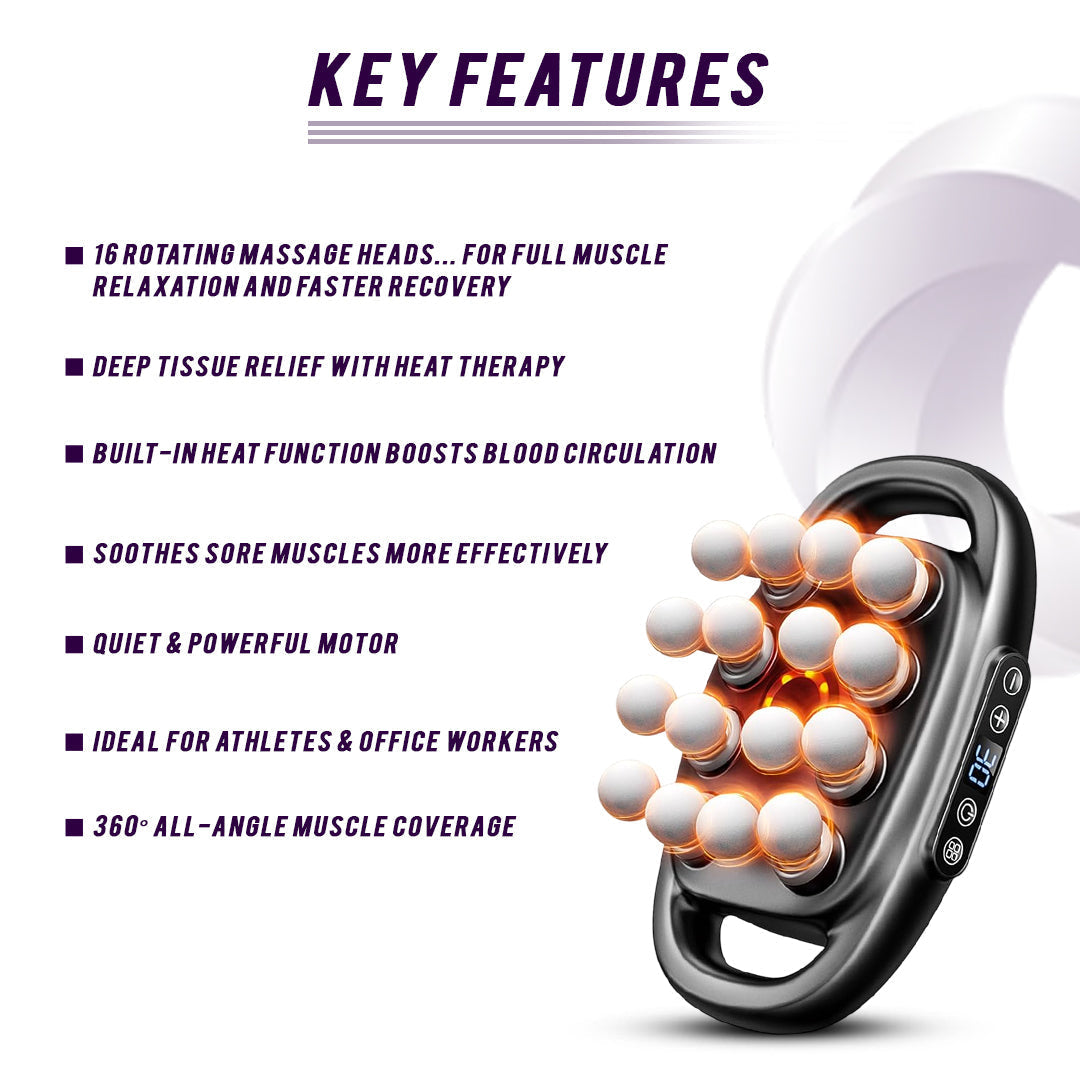 16-Head Muscle Massage Gun Deep Tissue Percussion Massager for Muscle Relaxation & Recovery LuxuryLifeWay Online Store