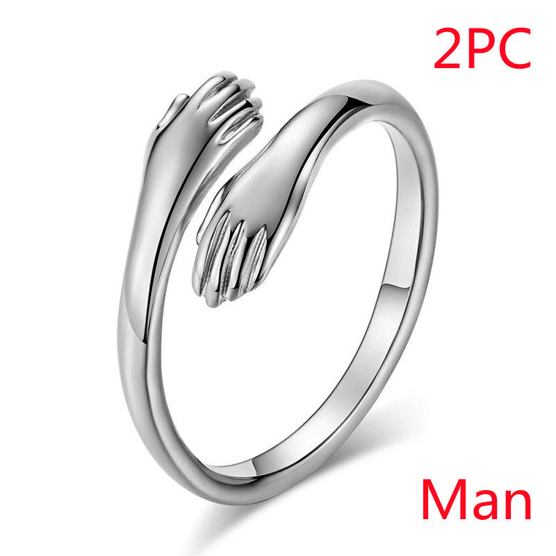 Alloy Simple Hands Hug Ring Opening Adjustable Jewelry CJD