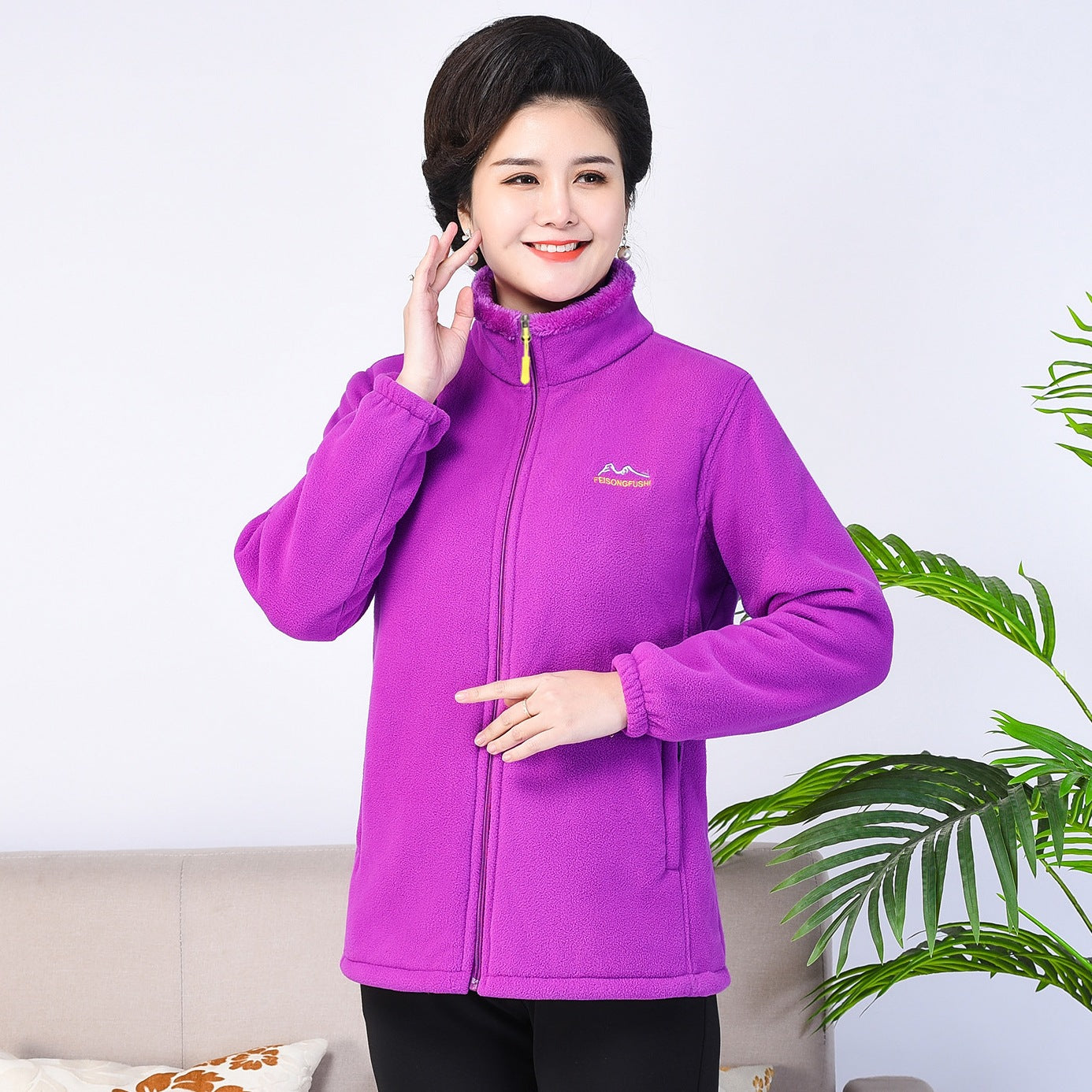 Middle-aged And Elderly Thickened Fleece Hooded Sweatshirt LadyShow.Store