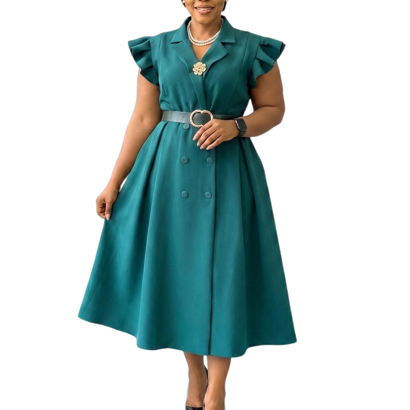 Double-breasted African Dress For Women NorixaFashion.com