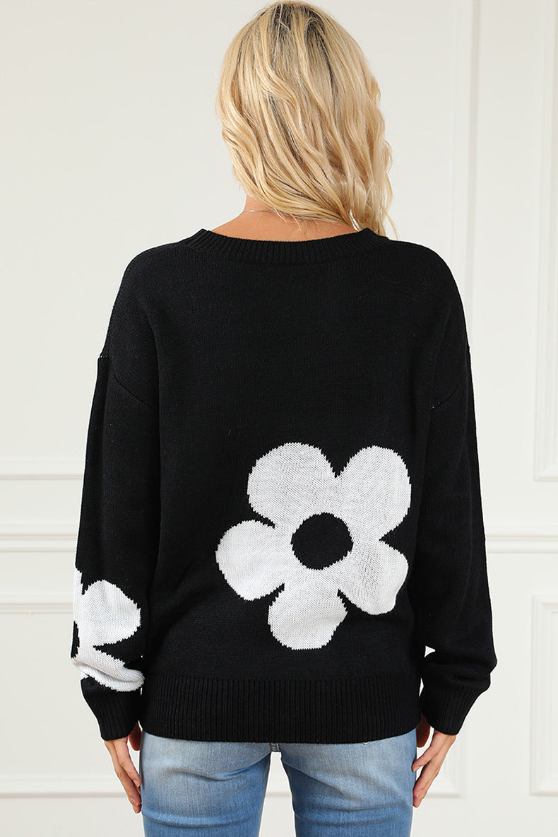 Floral Print European-Style Sweater NorixaFashion.com