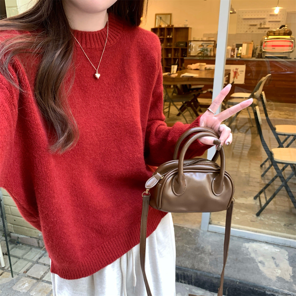 Korean Style Soft Glutinous Loose Candy Color Sweater Best YouTube Store