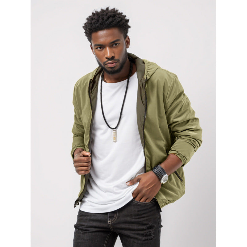 Mens Clothing Solid Color Zipper Reversible Trendy Coat Best YouTube Store