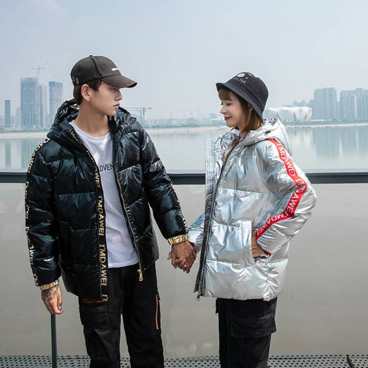 Glossy Down Jacket Men's New Hooded Thick Loose Down Jacket Best YouTube Store