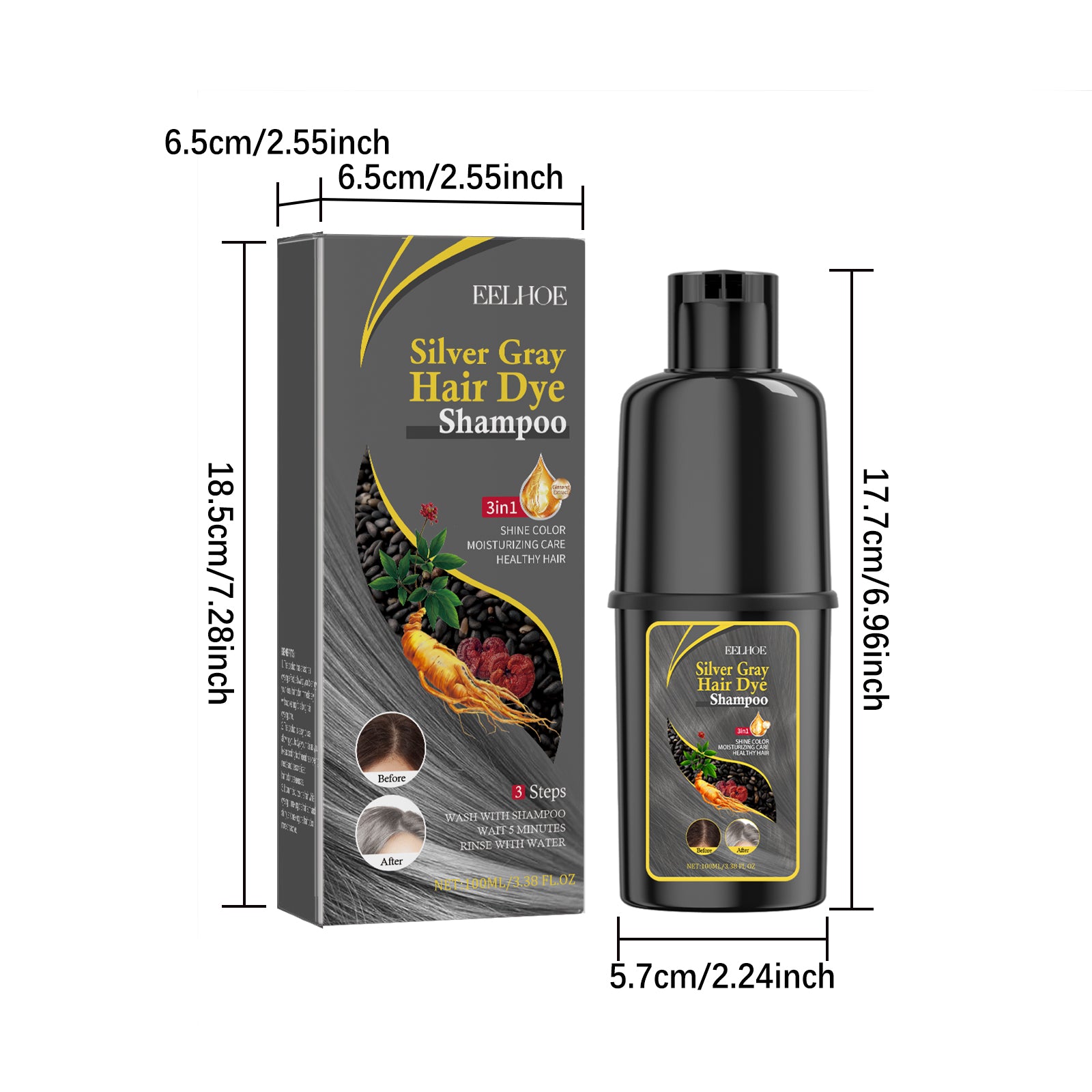 Black Hair Dye Shampoo Silver Gray Tri Light Beauty