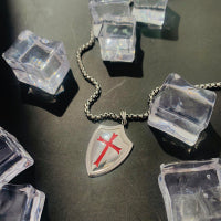 Knights Templar Shield Necklace in Sterling Silver Pendants Necklace for Men LadyShow.Store
