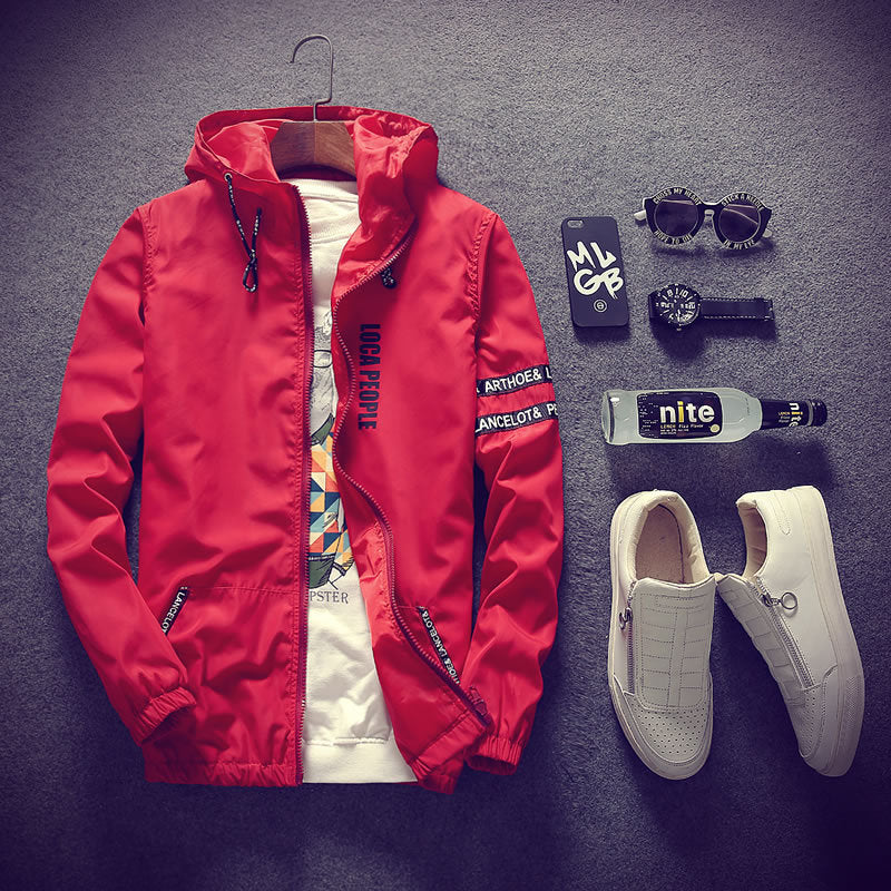 Men's Lettered Hooded Jacket Pi-Mart