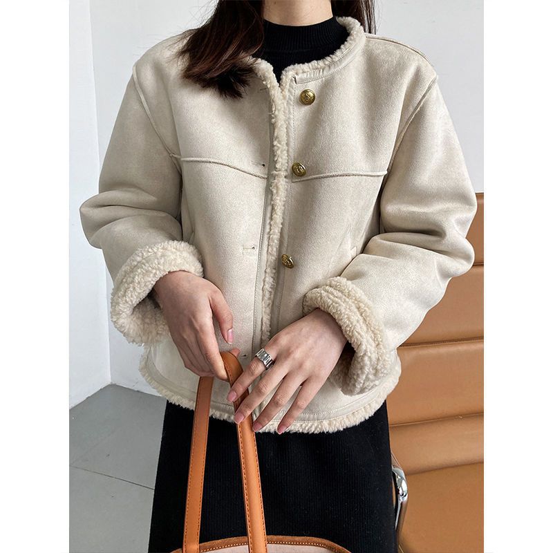 Idle Style Lamb Plush Coat Women's Winter Fur Jacket Thick CJD